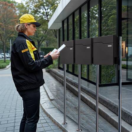 Metzler Cassetta Postale Verticale Plurifamiliare | 3er | con targhetta del nome sostituibile | Effetto Ferro Micaceo