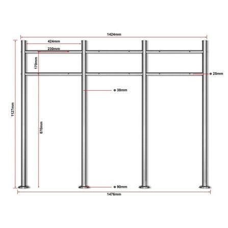 Metzler Cassetta Postale Verticale Plurifamiliare | 3er | con targhetta del nome sostituibile | Effetto Ferro Micaceo