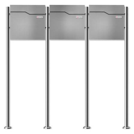 Metzler Standbriefkasten Mehrfamilienhaus | 3er | mit austauschbarem Namensschild | Grau