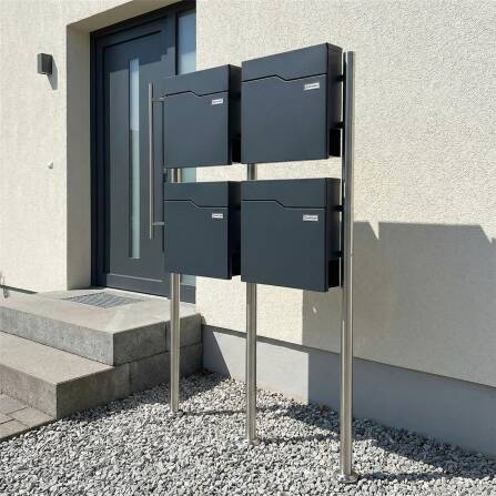 Metzler Standbriefkasten Mehrfamilienhaus | 4er | mit austauschbarem Namensschild