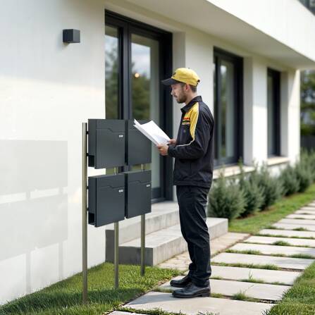 Metzler Standbriefkasten Mehrfamilienhaus | 4er | mit austauschbarem Namensschild