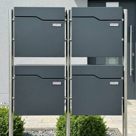 Metzler Boîte aux lettres avec support | 4x| Plaques de nom échangeables | RAL7016 Anthracite