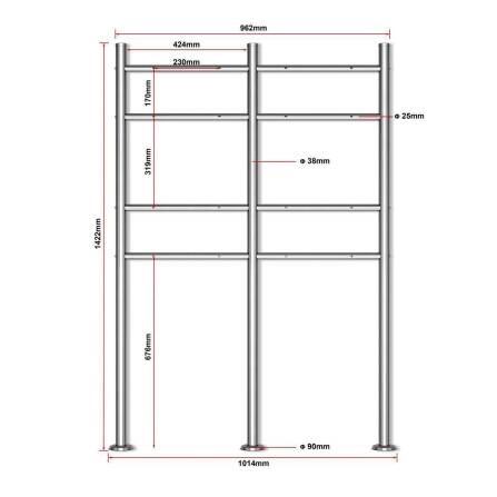 Metzler Boîte aux lettres avec support | 4x| Plaques de nom échangeables | RAL7016 Anthracite