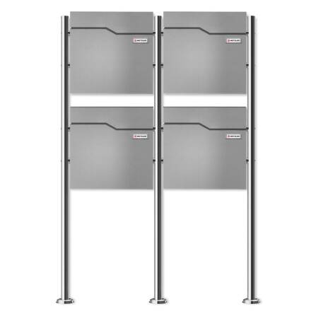 Metzler Standbriefkasten Mehrfamilienhaus | 4er | mit austauschbarem Namensschild | Grau