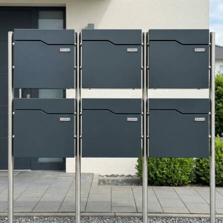Metzler Standbriefkasten Mehrfamilienhaus | 6er | mit austauschbarem Namensschild