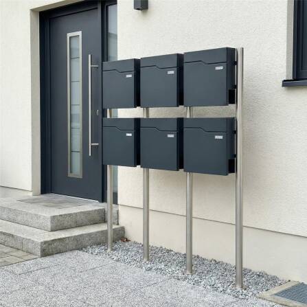 Metzler Standbriefkasten Mehrfamilienhaus | 6er | mit austauschbarem Namensschild