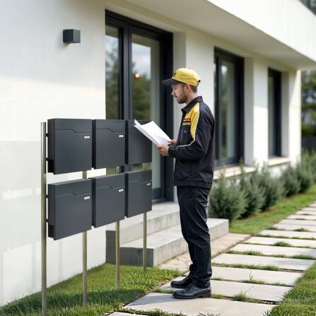 Metzler Standbriefkasten Mehrfamilienhaus | 6er | mit austauschbarem Namensschild