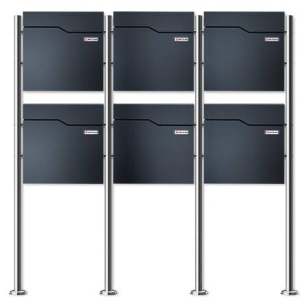 Metzler Standbriefkasten Mehrfamilienhaus | 6er | mit austauschbarem Namensschild | RAL 7016 Anthrazit