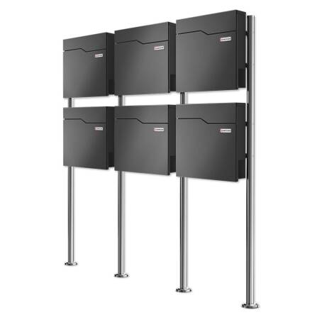 Metzler Cassetta Postale per Edifici Plurifamiliari | 6 unità | con targhetta nome intercambiabile | Grigio Ferro Micaceo