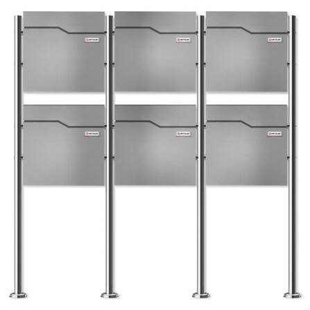 Metzler Standbriefkasten Mehrfamilienhaus | 6er | mit austauschbarem Namensschild | Grau