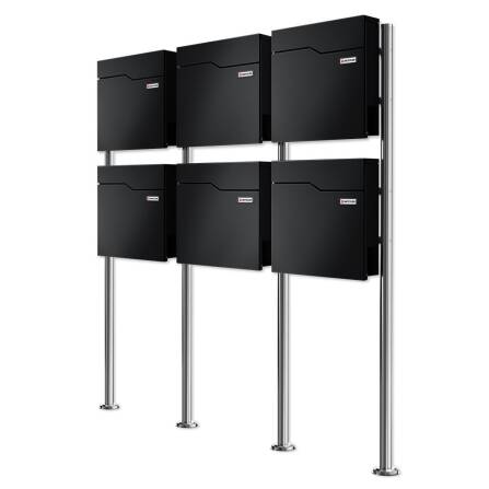 Metzler Cassetta Postale Verticale per Case Plurifamiliari | 6 unità | con Targhetta Nome Sostituibile | Nero