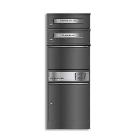 Metzler Cassetta postale con 2 cassette | personalizzato con incisione | Targa per nome in acciaio inox | con fessura per lettere | Micaceo di ferro | Bispo 2