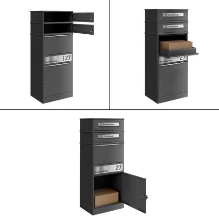 Metzler Cassetta postale con 2 cassette | personalizzato con incisione | Targa per nome in acciaio inox | con fessura per lettere | Micaceo di ferro | Bispo 2