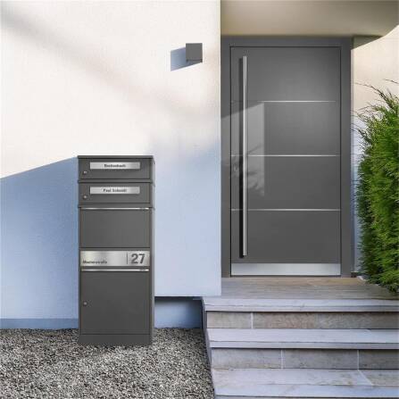 Metzler Cassetta postale con 2 cassette | personalizzato con incisione | Targa per nome in acciaio inox | con fessura per lettere | Micaceo di ferro | Bispo 2