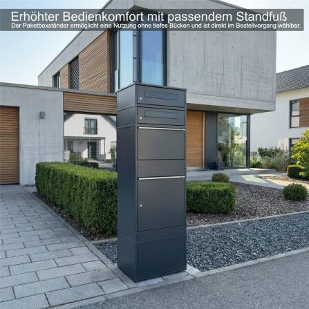 Metzler Paketbox mit 2 Briefkästen | zweifacher Briefeinwurf | für Pakete bis zur Größe M | rostfrei | Bispo