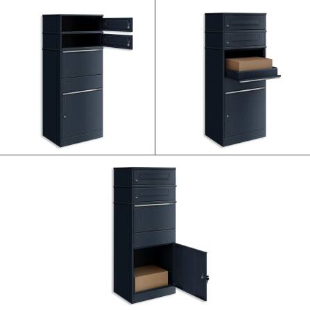 Metzler Paketbox mit 2 Briefkästen | zweifacher Briefeinwurf | für Pakete bis zur Größe M | rostfrei | RAL 7016 Anthrazit | Bispo