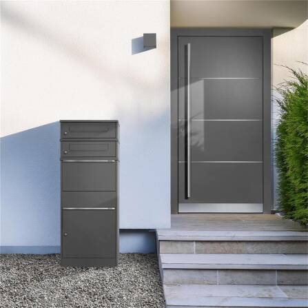 Metzler cassetta postale e pacchi con 2 cassette postali | doppio vano postale | per pacchi fino alla dimensione M | inossidabile | mica di ferro | Bispo