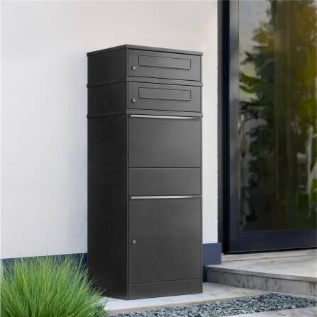 Metzler cassetta postale e pacchi con 2 cassette postali | doppio vano postale | per pacchi fino alla dimensione M | inossidabile | mica di ferro | Bispo