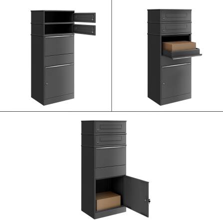 Metzler cassetta postale e pacchi con 2 cassette postali | doppio vano postale | per pacchi fino alla dimensione M | inossidabile | mica di ferro | Bispo