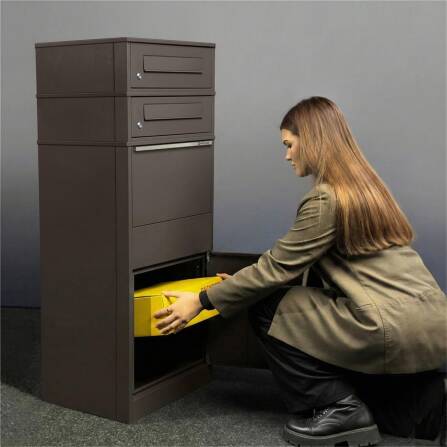 Metzler cassetta per pacchi con 3 cassette postali | triplo inserimento di lettere | per pacchi fino alla dimensione M | inossidabile | grigio ferro micaceo | Bispo