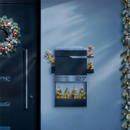 Metzler Briefkasten mit Blumenkasten | personalisiert mit Gravur | Anthrazit | Siebert Frame J