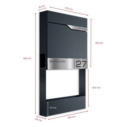Metzler Briefkasten mit Blumenkasten | personalisiert mit Gravur | Anthrazit | Siebert Frame J