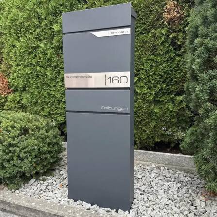 Metzler Standbriefkasten mit Zeitungsfach aus hochwertigem Stahl | Alves