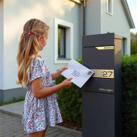 Metzler Standbriefkasten mit Zeitungsfach aus hochwertigem Stahl | Eisenglimmer | Alves