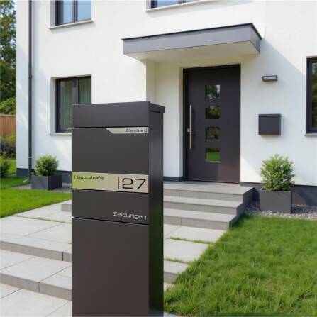 Metzler Standbriefkasten mit Zeitungsfach aus hochwertigem Stahl | Eisenglimmer | Alves