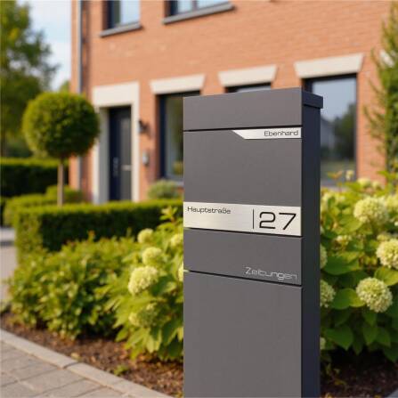 Metzler Standbriefkasten mit Zeitungsfach aus hochwertigem Stahl | Eisenglimmer | Alves