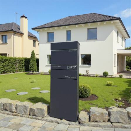 Metzler Standbriefkasten mit Zeitungsfach aus hochwertigem Stahl | Alves 2