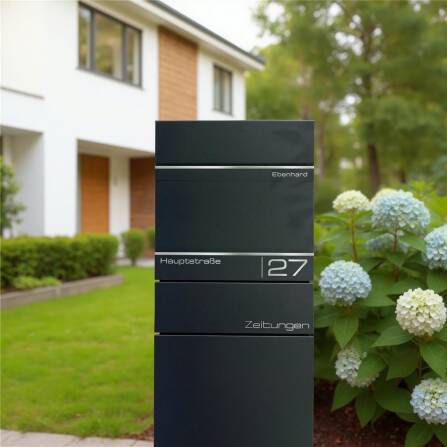 Metzler Standbriefkasten mit Zeitungsfach aus hochwertigem Stahl | Alves 2