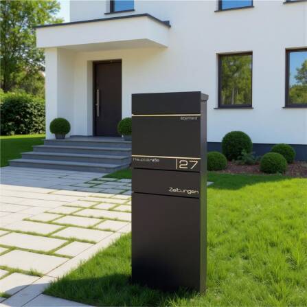 Metzler Standbriefkasten mit Zeitungsfach aus hochwertigem Stahl | Alves 2