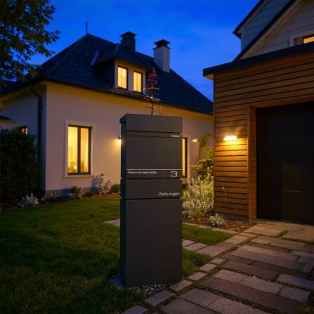 Metzler Standbriefkasten mit Zeitungsfach aus hochwertigem Stahl | Alves 2