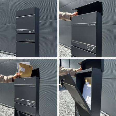 Metzler Standbriefkasten mit Zeitungsfach aus hochwertigem Stahl | Alves 2