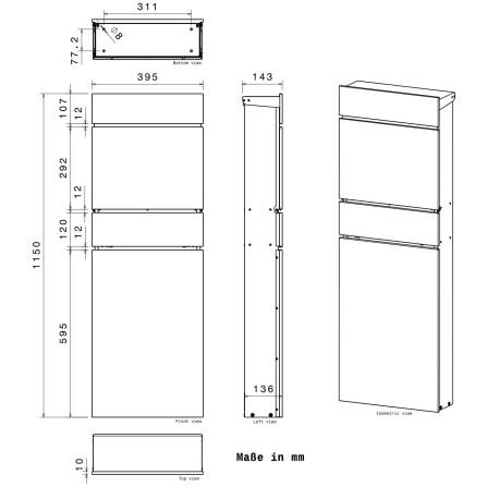 Metzler Standbriefkasten mit Zeitungsfach aus hochwertigem Stahl | Alves 2