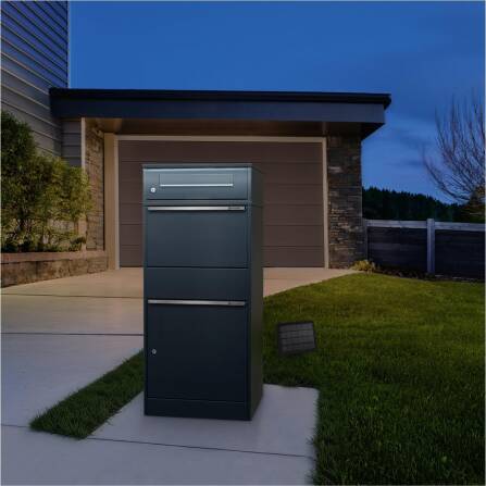 Metzler Boîte à colis avec boîte aux lettres | LED | pour colis jusquà la taille M | Anthracite RAL 7016 | avec fente pour à lettres | Bispo