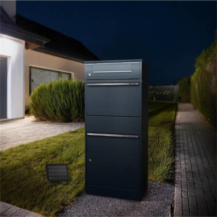 Metzler Boîte à colis avec boîte aux lettres | LED | pour colis jusquà la taille M | Anthracite RAL 7016 | avec fente pour à lettres | Bispo