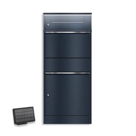 Metzler Boîte à colis avec boîte aux lettres | LED | pour colis jusquà la taille M | Anthracite RAL 7016 | avec fente pour à lettres | Bispo