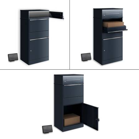 Metzler Boîte à colis avec boîte aux lettres | LED | pour colis jusquà la taille M | Anthracite RAL 7016 | avec fente pour à lettres | Bispo