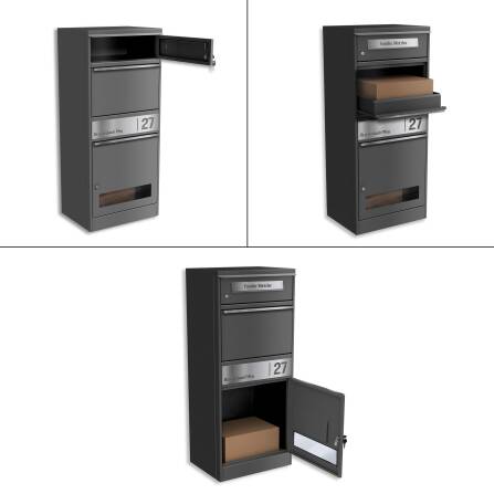 Metzler Boîte à colis et auxc lettres | avec vitre | personnalisée avec gravure | Plaque de nom en acier inoxydable | Mica de fer | Bispo 3