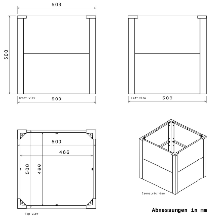 Metzler letto rialzato per giardino o balcone | Grigio antracite | 50 x 50 x 50 cm