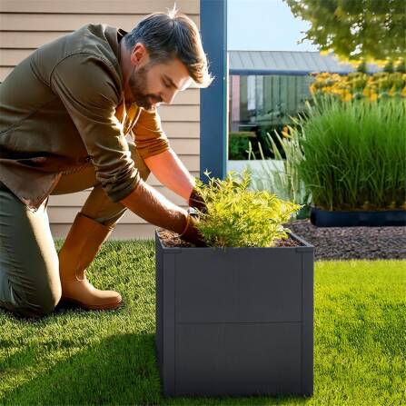 Metzler Letto rialzato per giardino o balcone | Mica ferrosa | 50 x 50 x 50 cm