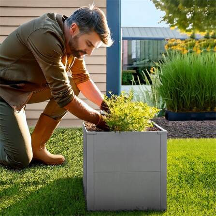 Metzler Letto Rialzato per Giardino o Balcone | Grigio | 50 x 50 x 50 cm