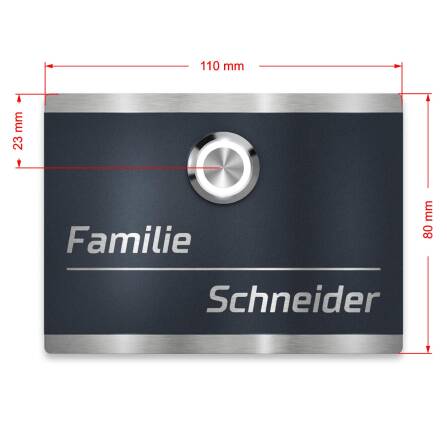 Metzler Türklingel Edelstahl | Eisenglimmer | Klingeltaster LED optional | Heidi