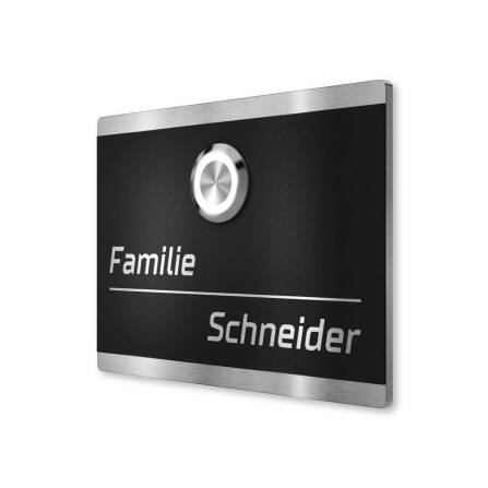 Metzler Türklingel Edelstahl | Schwarz | Klingeltaster LED optional | Heidi