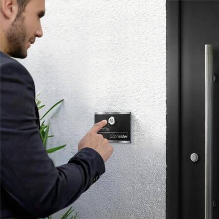 Metzler Türklingel Edelstahl | Schwarz | Klingeltaster LED optional | Heidi