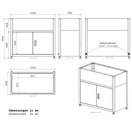 Metzler Hochbeet mit Stauraum | Pulverbeschichtet in Anthrazit RAL 7016 | 100  x 90 x 50 cm