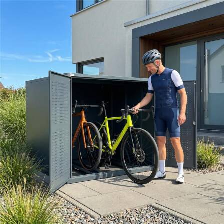 Metzler Fahrradgarage | Fahrradbox für zwei Fahrräder mit Führungsschienen | Anthrazit