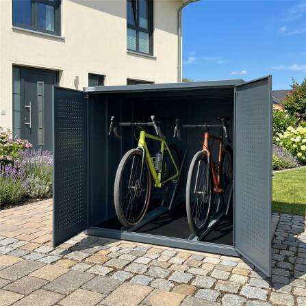 Metzler Fahrradgarage | Fahrradbox für zwei Fahrräder mit Führungsschienen | Anthrazit